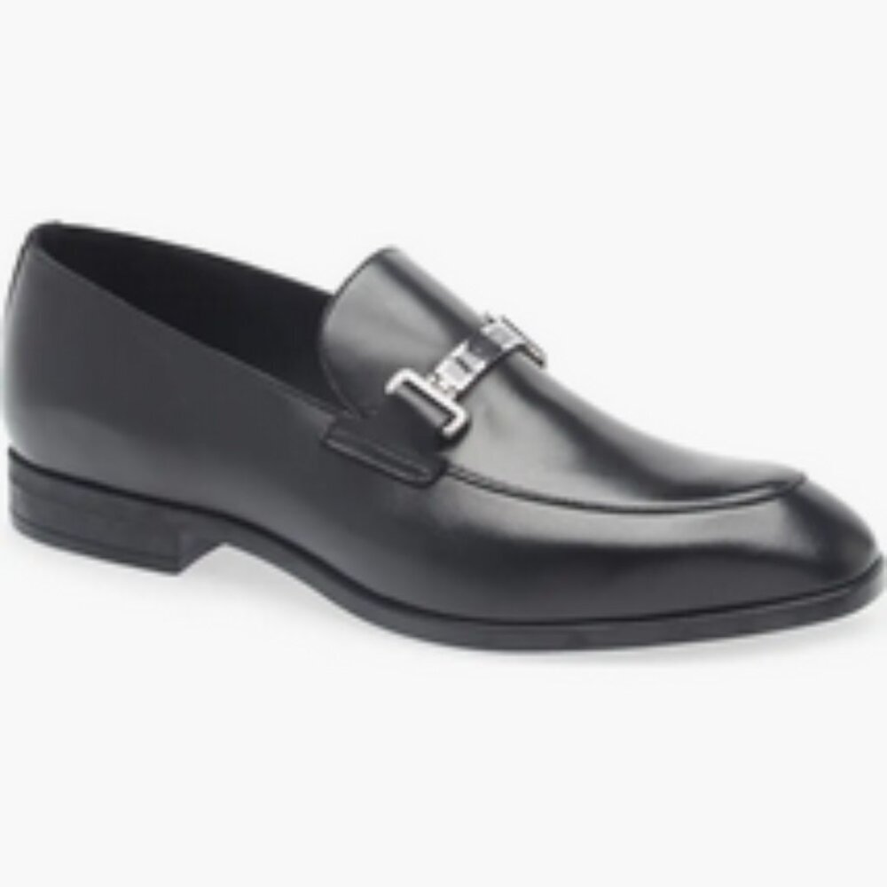 Bally Men's Onisor Black Leather Apron Toe Bit Loafer. Sz: 8